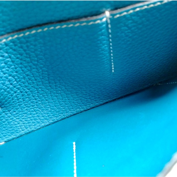 Hermes Cobalt Blue Clemence Leather Dogon Wallet Luxurious Chic Fadhion - Picture 6 of 9